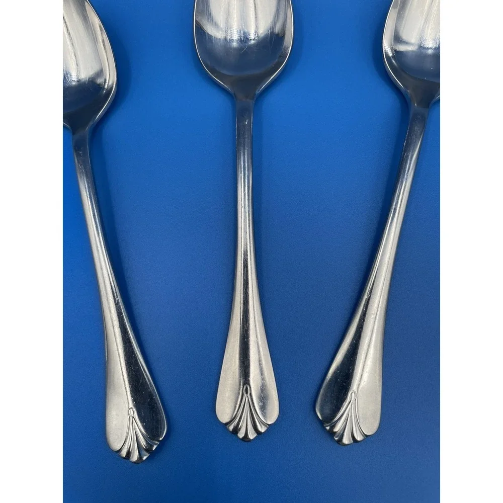 Kirk Stieff SPRIG 3 Place Spoons Tablespoons Stainless Flatware Glossy